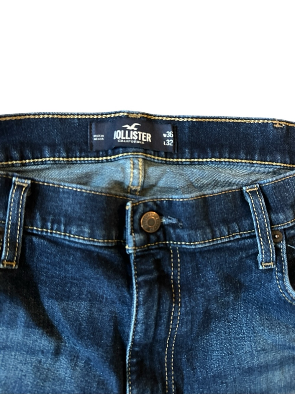 Hollister Jeans 36x32 Mens Blue Denim Slim Straight Epic Flex Stretch Dark Wash - Picture 4 of 8